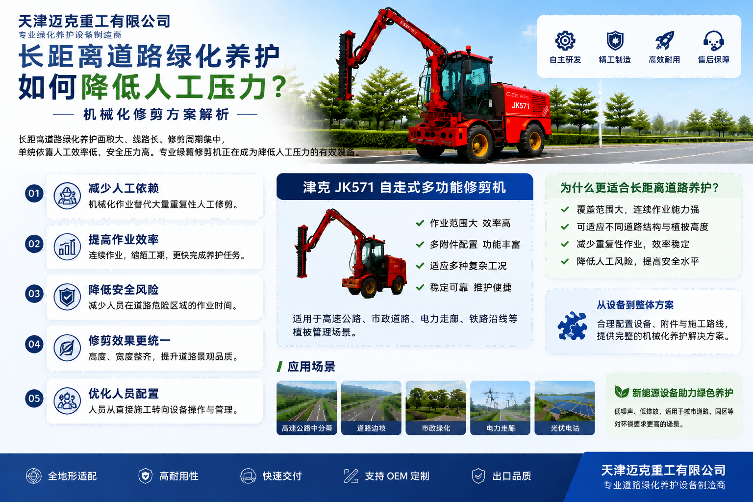 津克JK571长距离道路绿化养护如何降低人工压力