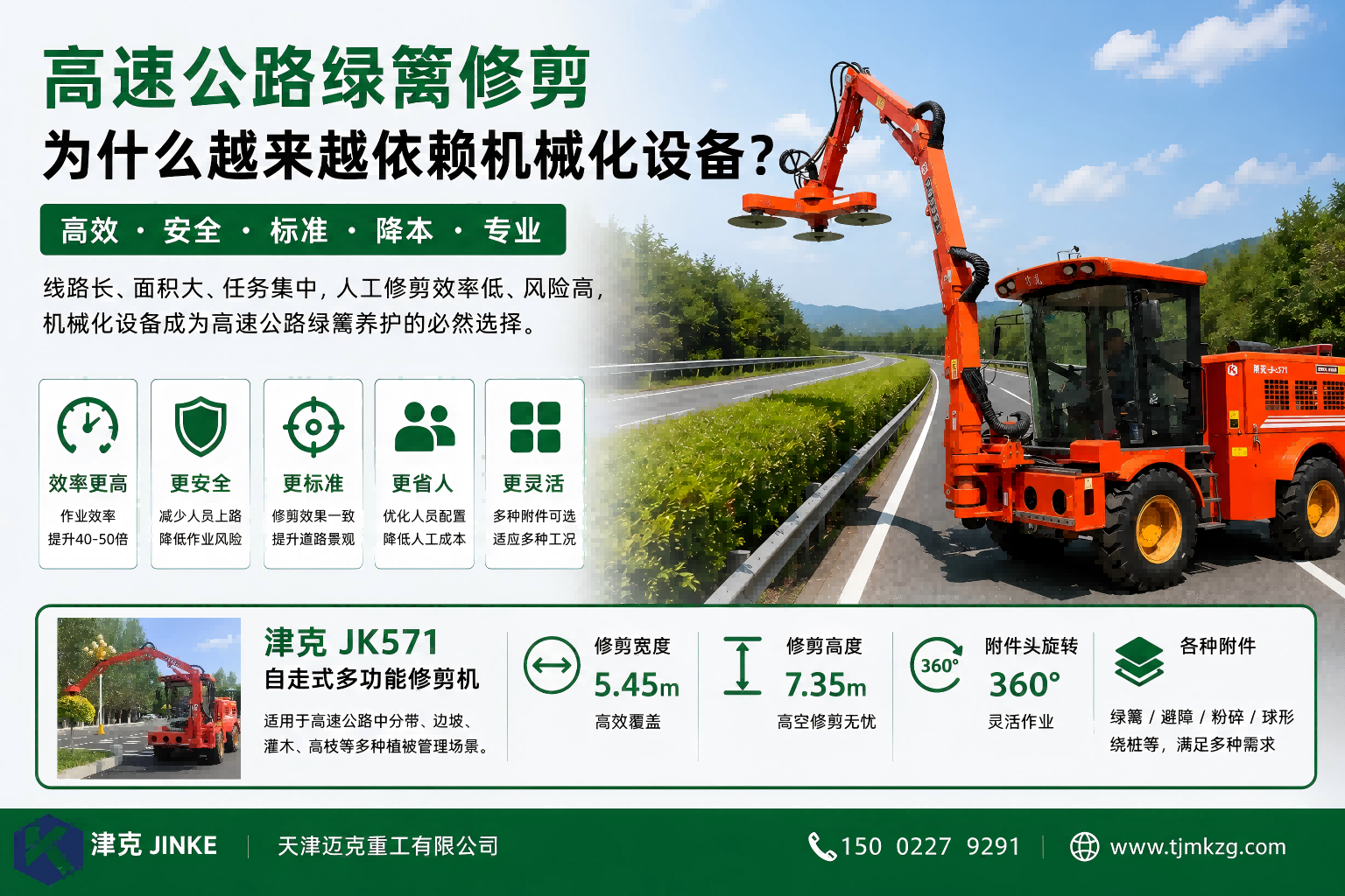 高速公路绿篱修剪机为什么越来越依赖机械化设备？津克JK571给出答案