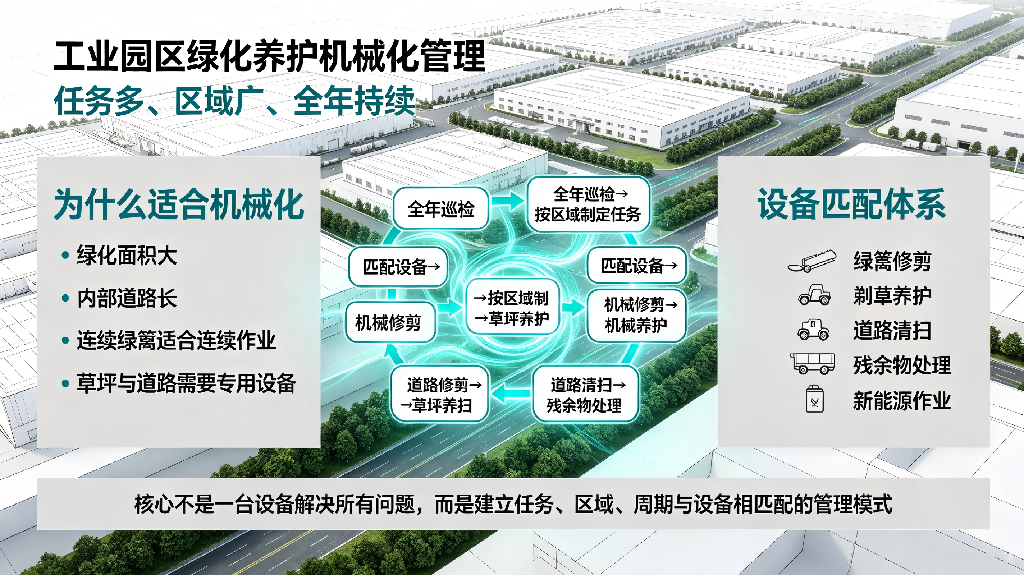 津克工业园区机械化绿化养护解决方案