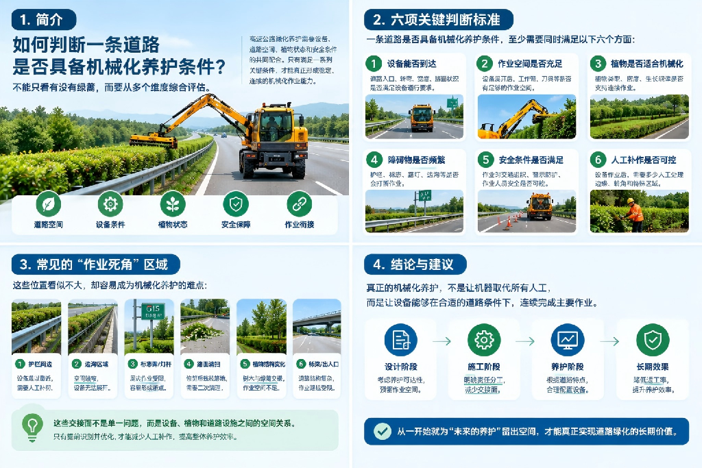高速公路绿化机械化养护条件六项检查示意图